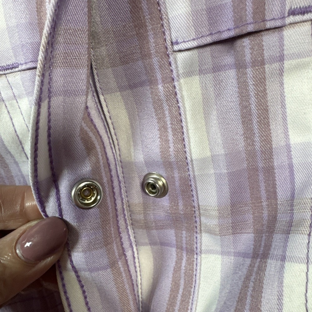 Dickies Snap Shirt Womens M Purple Plaid Cooling Utility Workwear NWT - Picture 8 of 14